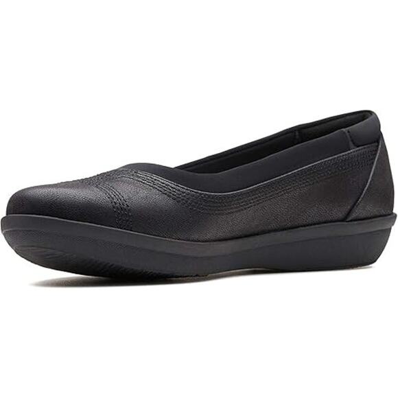 Clarks Women's Ayla Low Ballet Flat, Black Synthetic Nubuck Size 10M - Picture 5 of 5